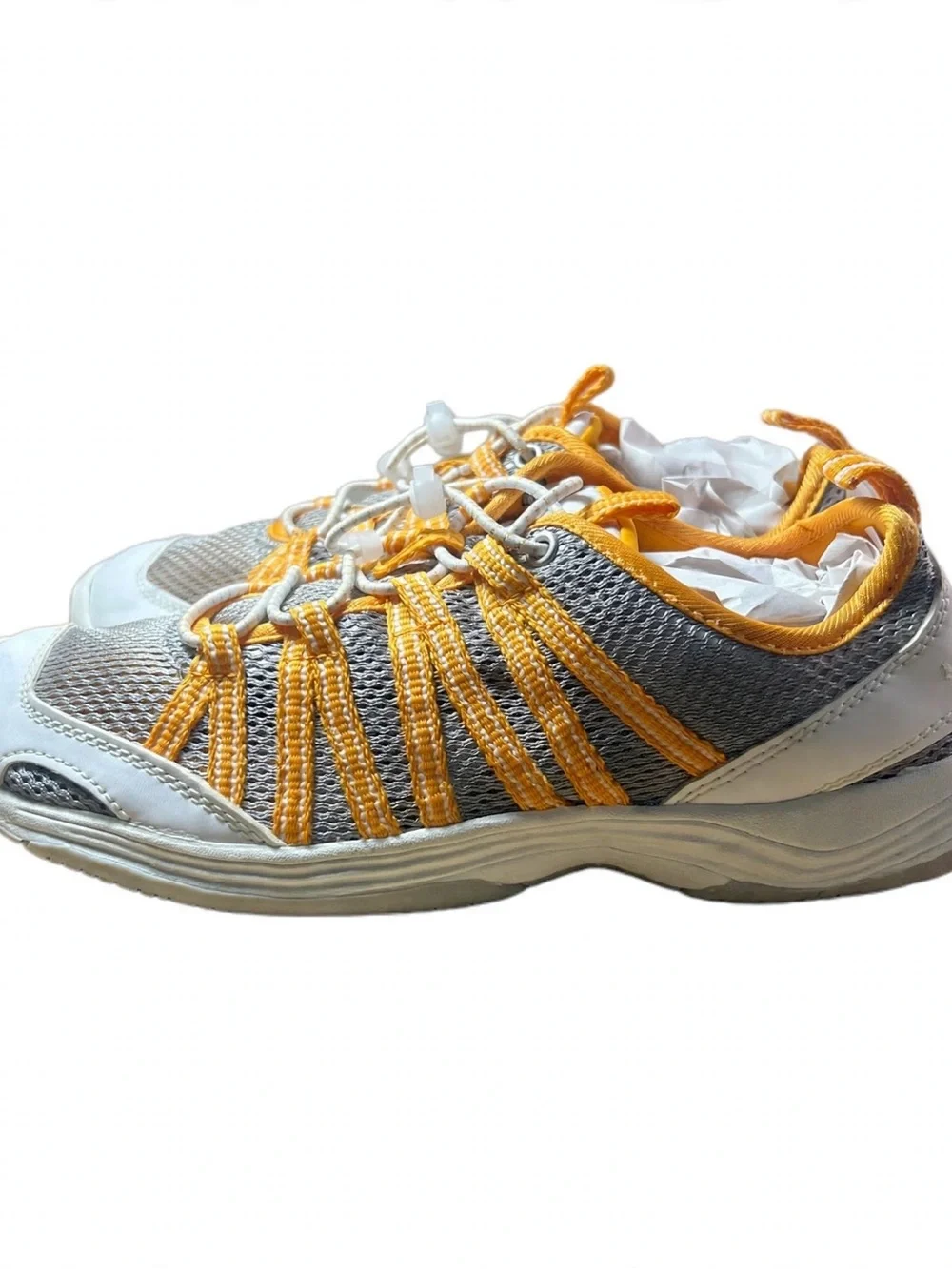 Women's Lightweight Mesh Athletic Sneakers - White & Yellow